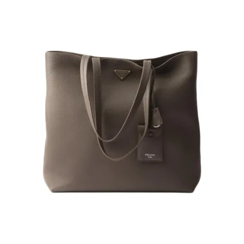 PRADA Телячья кожа Тоут Сумка Сумка для покупок Сумка на плечо Женская Серый Коричневый