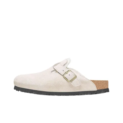 Биркенсток Бостон Шерлинг ЭВА Устойчивый к истиранию Домашние тапочки Женские Белые Узкая версия