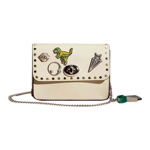 COACH Bowery Телячья кожа Сумка через плечо Маленькая Женская Серебряный и Светло-зеленый