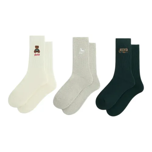 Kith 3 шт Белый+Серый+Зеленый Унисекс MID Носки до икры
