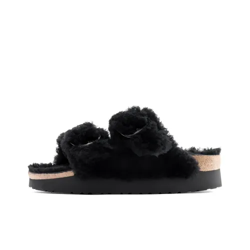 Birkenstock Arizona Big Buckle Shearling Устойчивые к истиранию Слипоны Женские Черные