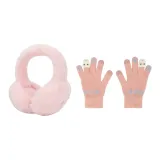 Розовые наушники с меховыми накладками + розовая перчатка