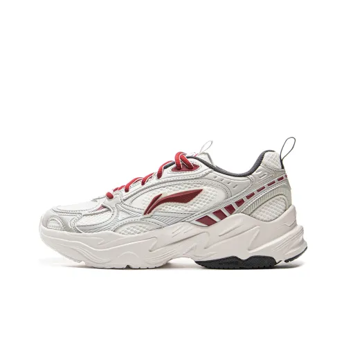 LiNing Meteor 2K Slip-resistant Abrasion-resistant Breathable Low-top Footwear Women's White Gray LiNing Meteor 2K Противоскользящий Устойчивый к износу Дышащий Низкий Топ Обувь Женская Белый Серый