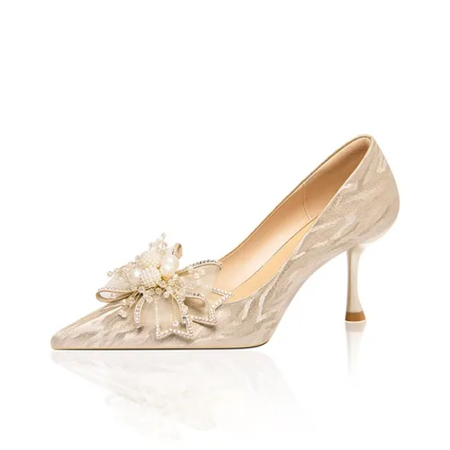 VVKI Боковая бутылка Высокие каблуки Женские Шампанское золото