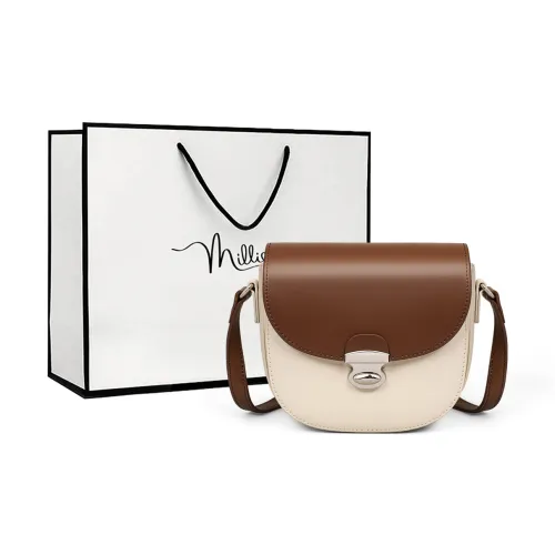 MILLIE'S Коровья кожа Подмышечный Сумка через плечо Женская Кофейно-бежевый Серебряный