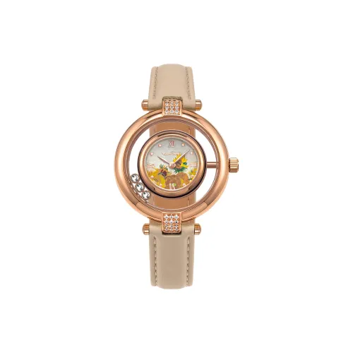 VAN GOGH Floating Collection Кварцевые Женские Часы с Коричневым Кожаным Ремешком и Белым Циферблатом