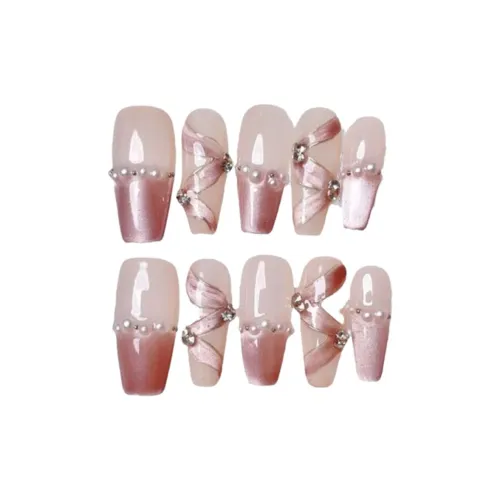 LIANJING [Сестра] Ручной Agatha Французский Шелковый Лента Жемчужный Кошачий глаз Elegance Brightening Арт для Ногтей 30MM Трапециевидный