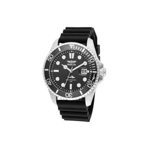 INVICTA Мужские часы Кварцевый механизм Силиконовый ремешок 43 мм Черный циферблат