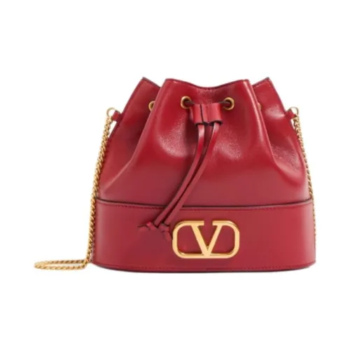 Valentino Vlogo Signature Sheepskin Bucket Bag Shoulder Bag Mini Women's Red Валиентино Vlogo Signature Сумка-ведро из овчины Сумка через плечо Мини Женская Красная