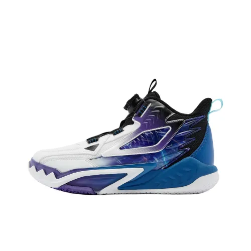 QIAODAN Детские баскетбольные кроссовки MID Топ Джордан-белый/Bonnie Синий Школьный возраст