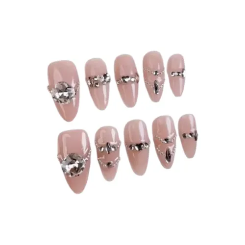 LIANJING Ручная работа Разрисованная Стразы Premium Crystal Бабочка Сверкающий страз Осветляющий Фальшивая ногтевая пластина Овал 25 мм