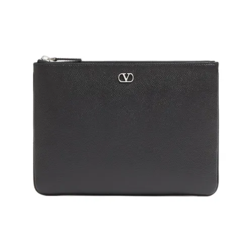 Valentino Vlogo Signature Рельеф Телячья Кожа Клатч Мужской Черный