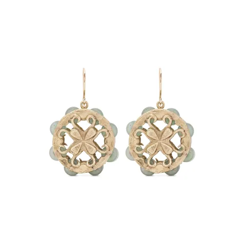 ALEMAIS Зеленые Серьги с Халцедоном Женские Золотые