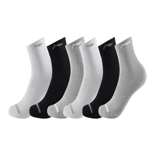 Лайнер Носки до щиколотки Унисекс 6 пар Черный Белый Серый