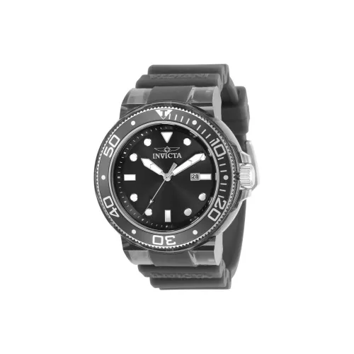 INVICTA Мужские часы Кварцевый механизм Силиконовый ремешок 51,5 мм Черный циферблат