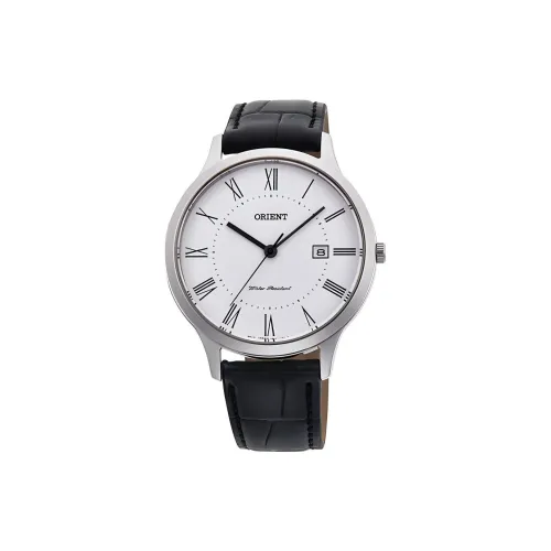 ORIENT Кварцевый механизм кожаный ремешок часы 39 мм мужские белый циферблат