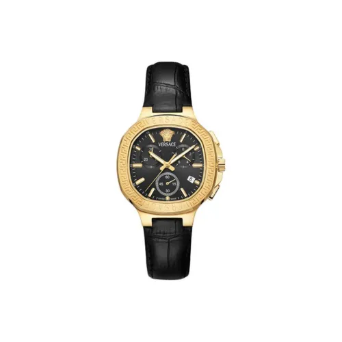 VERSACE V LADYCHRONOSQUARE Коллекция Наручные часы Кварцевый механизм Коровья кожа Ремешок 40 мм Черный циферблат Унисекс