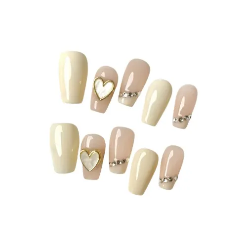 LIANJING Оболочка Сердце Французский Кокетливый стиль Премиум Подчеркивает Естественный Сияющий Натуральный Ногтей False Nail Короткий ЛАДДЕР 20 мм