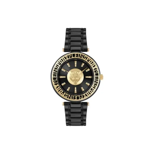 PLEIN SPORT Наручные часы Кварцевый механизм Нержавеющая сталь Ремешок 38 мм Черный циферблат Женские часы