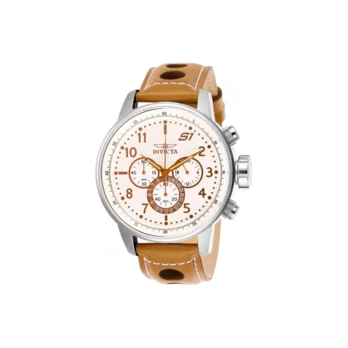 INVICTA Наручные часы Кварцевый механизм Кожаный ремешок 48 мм Белый циферблат Мужские часы