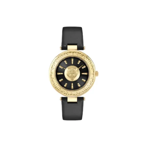 PLEIN SPORT Watch Кварцевый механизм Кожаный ремешок 38 мм Черный циферблат Женские часы