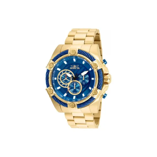 INVICTA Мужские часы Кварцевый механизм Ремешок из нержавеющей стали 52 мм Синий циферблат
