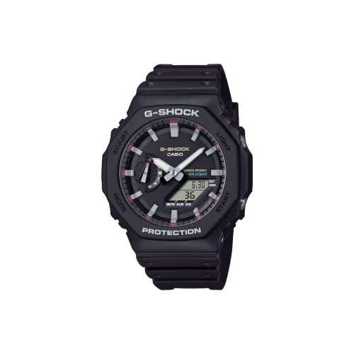 CASIO Liquid Crystal Analog Dual Display Series Кварцевый механизм Смольный ремешок Часы Унисекс Черный циферблат