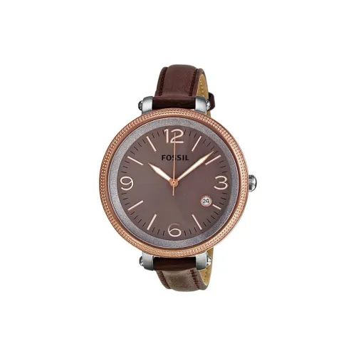 FOSSIL Наручные часы Кварцевый механизм Кожаный ремешок 42 мм Коричневый циферблат Женские часы
