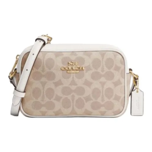 COACH Jamie Искусственная кожа Camera Сумка Плечевая сумка Мини Женский Песочный Желтый и Мел Белый