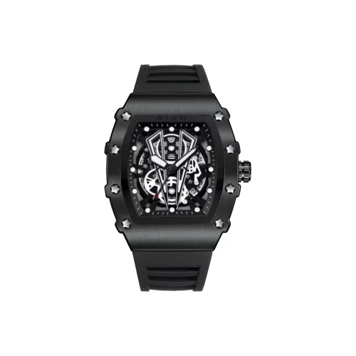 AIVN Кварцевый механизм силиконовый ремешок мужские часы черный циферблат