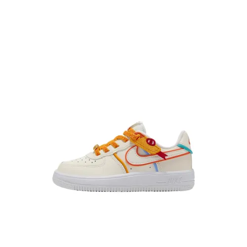Nike Force 1 Low LV8 EasyOn Детская повседневная обувь Низкий топ Парусный белый Университетский красный Университетский синий Внимание привлекательный Апельсин Для дошкольников