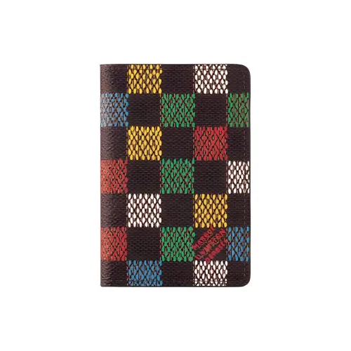 LOUIS VUITTON Pocket Organizer Картхолдер из покрытого холста Мужской Коричневый и Многоцветный