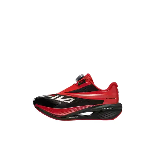 FILA KIDS BOA Slip-resistant Shock Absorbers Низкий топ Детская беговая обувь Пламя Красный Черный