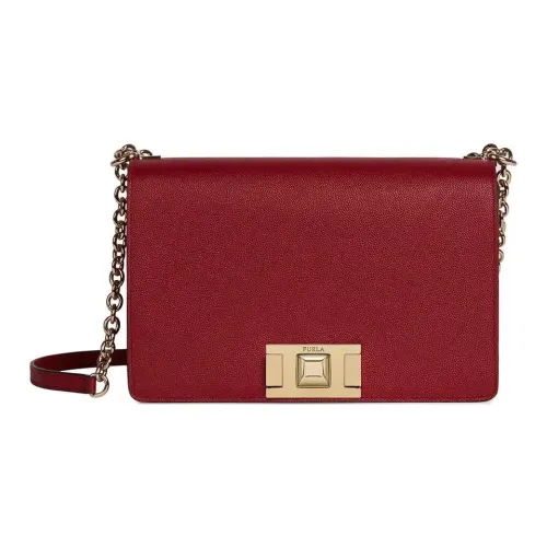 Furla Mimi Collection Кожа Цепочка Сумка через плечо Маленькая Женская Бордовая