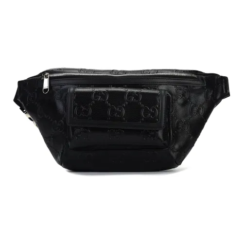 GUCCI GG Embossed кожа слинг-сумка поясная сумка среднего размера унисекс черный