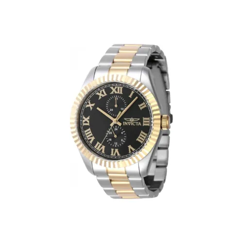 INVICTA Мужские часы Кварцевый механизм Ремешок из нержавеющей стали 43 мм Черный циферблат