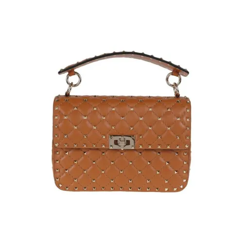 Valentino Rockstud Кожа Одно плечо Сумка Средний Женские Мускатный орех