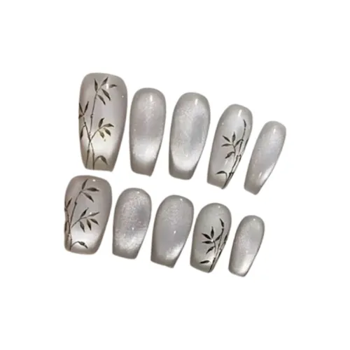 LIANJING Лампочка Кошачий глаз Ручной рисунок Бамбук Чернила Scholar Позиционирование стиля False Nail Средний ЛАДДЕР 25 мм