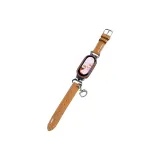 Маленький круглый кулон, глянцевая кожа, коричневый, [силиконовый защитный чехол]