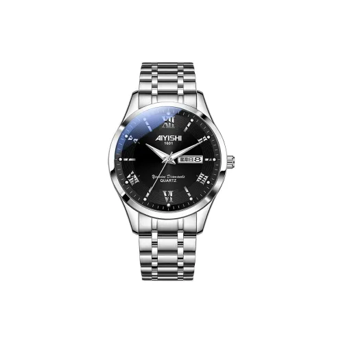 AIYISHI Кварцевый механизм стальной ремешок мужские часы черный циферблат