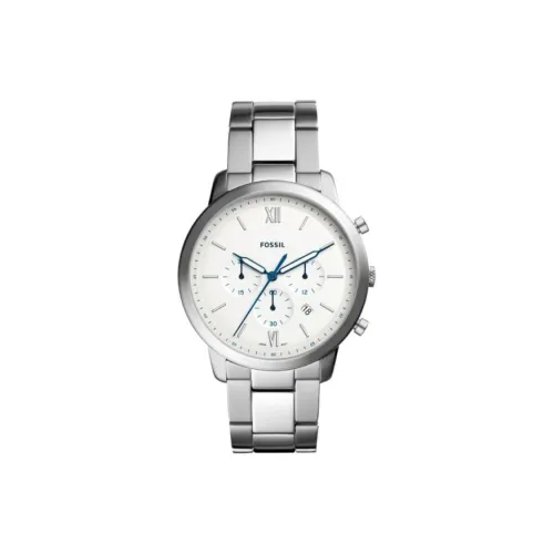 FOSSIL Наручные часы Кварцевый механизм Ремешок из нержавеющей стали 47 мм Белый циферблат Мужские часы