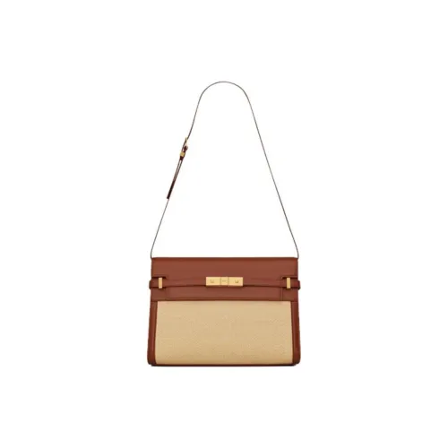 SAINT LAURENT Manhattan Кожаная Сумка через плечо Сумка на плечо Женская Бежевая