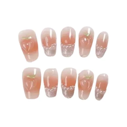 LIANJING Персик Красный False Nail Короткий LADDER 14mm