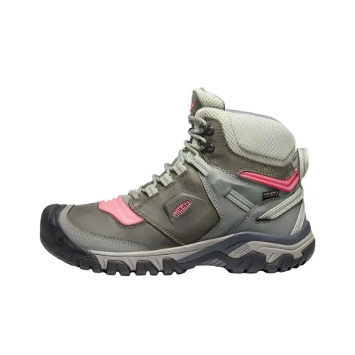 KEEN Ridge Fle Slip Resistant Abrasion Resistant High Top Hiking Shoes Women's Green KEEN Ridge Fle Slip Resistant Abrasion Resistant Высокие Топы Походная обувь Женские Зеленый