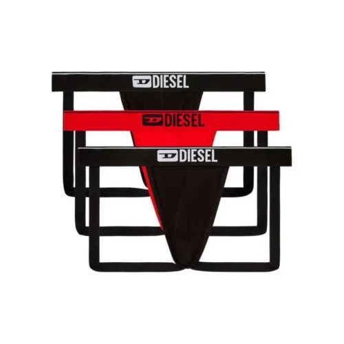 DIESEL 3 упаковки Черный + Красный + Черный мужские стринги