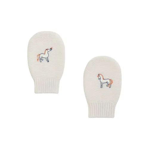 HERMES Кашемир Вязаные Перчатки Детские Кремово-Белые