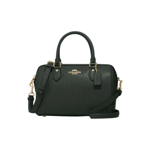 COACH Rowan Крестообразная текстура Кожа Бостонская сумка Сумка через плечо Сумка Средний Женские Золотой Amazon Зеленый
