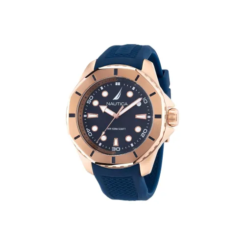 NAUTICA Мужские часы Кварцевый механизм Силиконовый ремешок 45 мм Синий циферблат