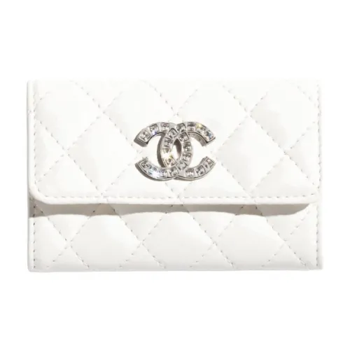 CHANEL Rhinestone Lambskin Women's White