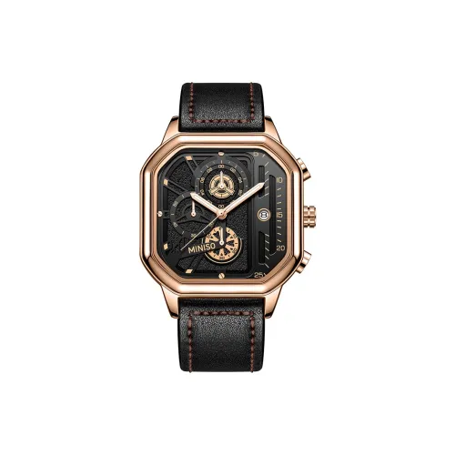 Miniso Black Warrior Square Watch Collection Гонки Дизайнер Стиль Кварцевый механизм Ремешок из коровьей кожи Часы